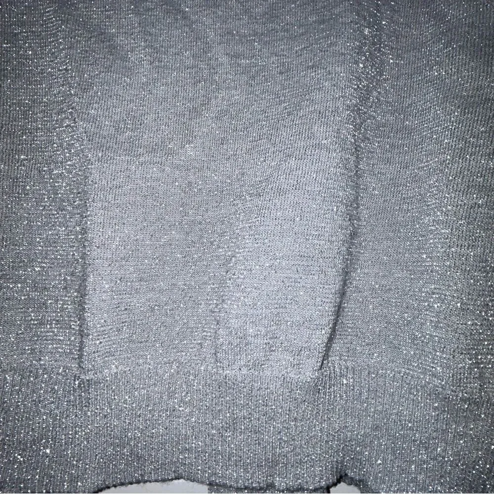 Calvin Klein Shimmer 3/4 Length Sleeve Open Front Crop Cardigan Sweater Top